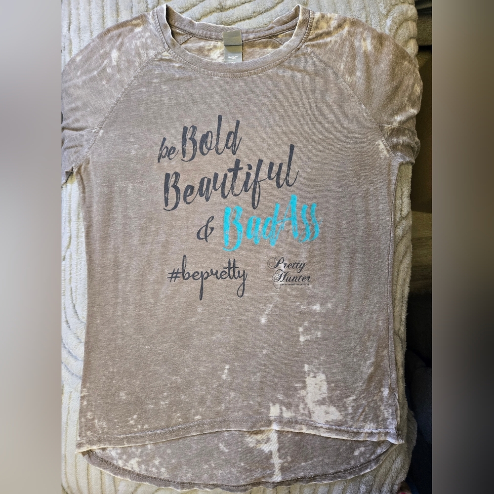 Pretty Hunter Burnout Tan Long Sleeve Tee Size Med #bepretty EUC